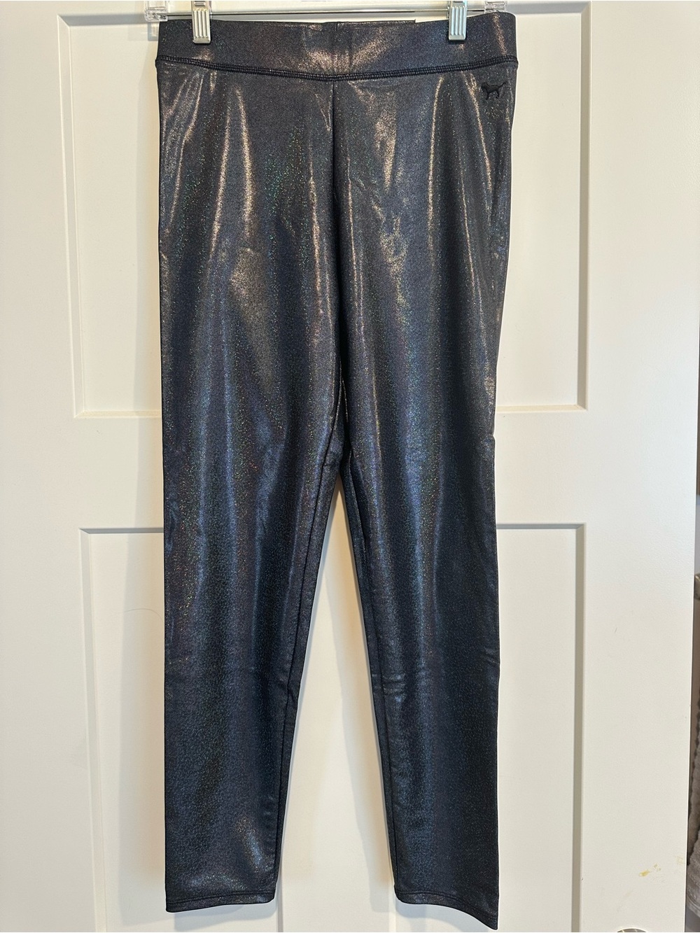 Victorias Secret PINk Shiny Black Metallic Leggings NWT